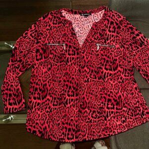 cheetah print red blouse